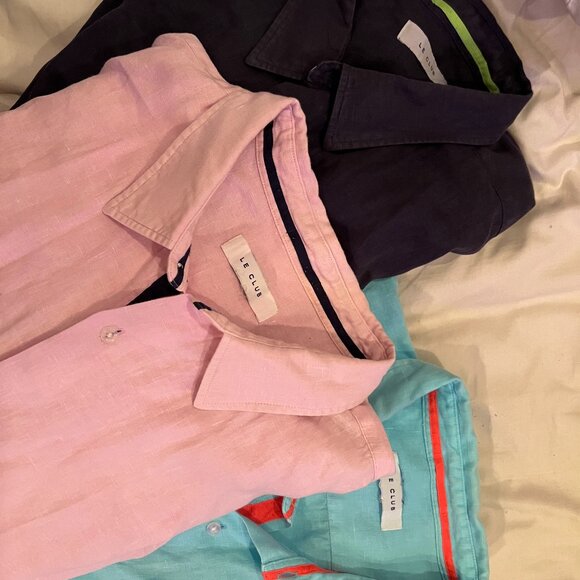 Le Club Original Peter Linen Shirt XL Pink, Aqua and Navy (3) - Picture 2 of 15